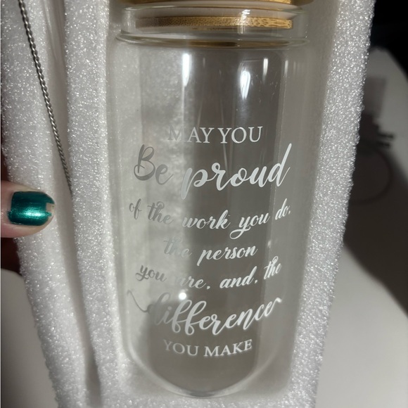 Other - Inspirational Glass Bottle with Bamboo Lid